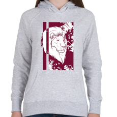 PRINTFASHION Fehér oroszlán - Női kapucnis pulóver - Sport szürke