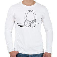 PRINTFASHION Fejhallgató - Férfi hosszú ujjú póló - Fehér férfi póló