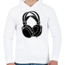 PRINTFASHION Fejhallgató  - Férfi kapucnis pulóver - Fehér férfi pulóver, kardigán
