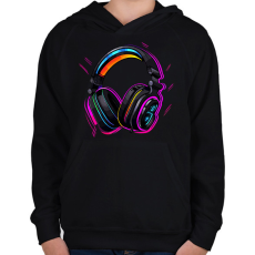 PRINTFASHION Fejhallgató  - Gyerek kapucnis pulóver - Fekete