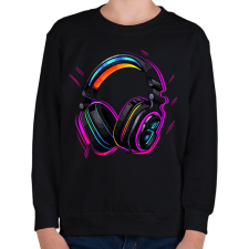 PRINTFASHION Fejhallgató  - Gyerek pulóver - Fekete gyerek pulóver, kardigán