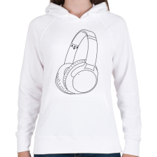 PRINTFASHION Fejhallgató - Női kapucnis pulóver - Fehér női pulóver, kardigán