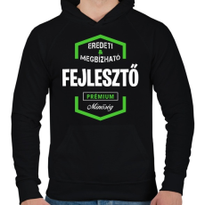 PRINTFASHION Fejlesztő prémium minőség - Férfi kapucnis pulóver - Fekete