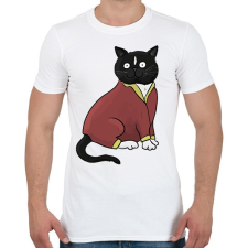 PRINTFASHION Fekete cica - Férfi póló - Fehér férfi póló