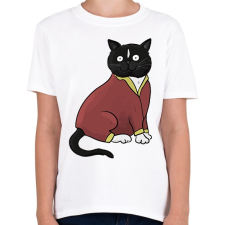 PRINTFASHION Fekete cica - Gyerek póló - Fehér gyerek póló