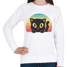 PRINTFASHION Fekete cica - Női pulóver - Fehér