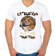 PRINTFASHION Fekete Kávé - Fekete Mágia  - Férfi V-nyakú póló - Fehér férfi póló