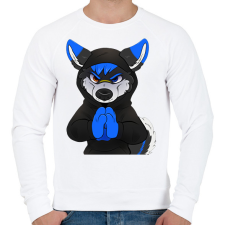 PRINTFASHION Fekete,kék vicces husky vagy farkas - Férfi pulóver - Fehér férfi pulóver, kardigán
