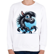 PRINTFASHION Fekete ló - Gyerek pulóver - Fehér gyerek pulóver, kardigán