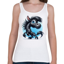 PRINTFASHION Fekete ló - Női atléta - Fehér női trikó