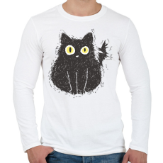 PRINTFASHION Fekete macska - Férfi hosszú ujjú póló - Fehér