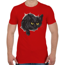 PRINTFASHION Fekete macska - Férfi póló - Piros férfi póló