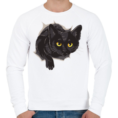 PRINTFASHION Fekete macska - Férfi pulóver - Fehér