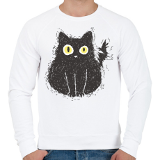 PRINTFASHION Fekete macska - Férfi pulóver - Fehér