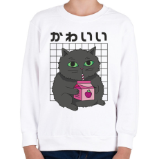 PRINTFASHION Fekete macska - Gyerek pulóver - Fehér