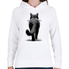 PRINTFASHION Fekete macska rajz - Női kapucnis pulóver - Fehér