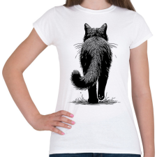 PRINTFASHION Fekete macska rajz - Női póló - Fehér női póló