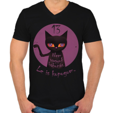 PRINTFASHION Fekete macskás ajándék péntek 13-ra - Férfi V-nyakú póló - Fekete férfi póló