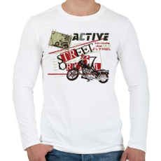 PRINTFASHION Fekete motor - Férfi hosszú ujjú póló - Fehér