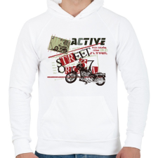 PRINTFASHION Fekete motor - Férfi kapucnis pulóver - Fehér férfi pulóver, kardigán