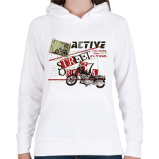 PRINTFASHION Fekete motor - Női kapucnis pulóver - Fehér női pulóver, kardigán