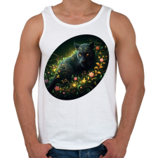 PRINTFASHION Fekete párduc - Férfi atléta - Fehér atléta, trikó