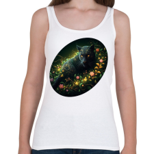 PRINTFASHION Fekete párduc - Női atléta - Fehér női trikó