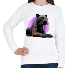 PRINTFASHION Fekete párduc - Női pulóver - Fehér