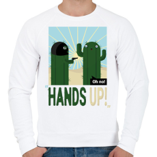 PRINTFASHION Fel a kezekkel! - Kaktusz - Férfi pulóver - Fehér