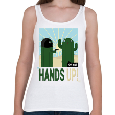 PRINTFASHION Fel a kezekkel! - Kaktusz - Női atléta - Fehér női trikó