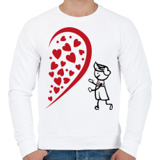 PRINTFASHION Fél szív - fiú - Férfi pulóver - Fehér