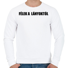 PRINTFASHION Félek a lányoktól - Férfi pulóver - Fehér férfi pulóver, kardigán