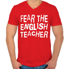 PRINTFASHION Félelem az angol tanártól! - Férfi V-nyakú póló - Piros