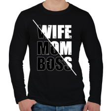 PRINTFASHION Feleség, anya, főnök - Férfi hosszú ujjú póló - Fekete férfi póló