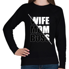 PRINTFASHION Feleség, anya, főnök - Női pulóver - Fekete női pulóver, kardigán