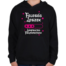 PRINTFASHION Feleség leszek Lánybúcsú folyamatban - Gyerek kapucnis pulóver - Fekete