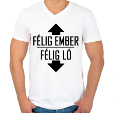 PRINTFASHION Félig ember, félig ló - Férfi V-nyakú póló - Fehér férfi póló