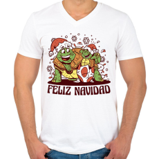 PRINTFASHION Feliz Navidad - Férfi V-nyakú póló - Fehér
