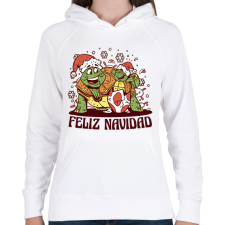 PRINTFASHION Feliz Navidad - Női kapucnis pulóver - Fehér női pulóver, kardigán