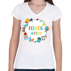 PRINTFASHION Felsős lettem - Női V-nyakú póló - Fehér