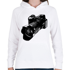 PRINTFASHION Fényképezőgép  - Női kapucnis pulóver - Fehér