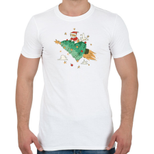 PRINTFASHION Fenyőfa cica rakéta - Férfi póló - Fehér férfi póló