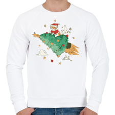 PRINTFASHION Fenyőfa cica rakéta - Férfi pulóver - Fehér férfi pulóver, kardigán