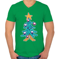 PRINTFASHION Fenyőfa - Férfi V-nyakú póló - Zöld férfi póló