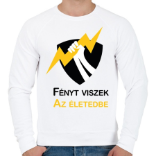 PRINTFASHION Fényt viszek az életedbe - Férfi pulóver - Fehér férfi pulóver, kardigán