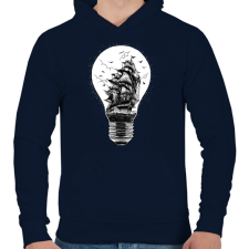 PRINTFASHION Fényvitorlás - Férfi kapucnis pulóver - Sötétkék férfi pulóver, kardigán