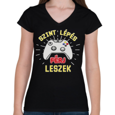 PRINTFASHION Férj leszek - Női V-nyakú póló - Fekete