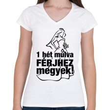PRINTFASHION Férjhez megyek! - Női V-nyakú póló - Fehér női póló