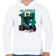 PRINTFASHION Fernando-Alonso - Férfi kapucnis pulóver - Fehér