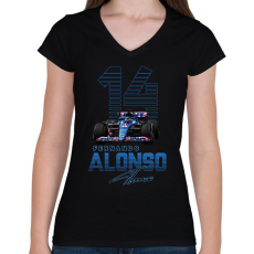 PRINTFASHION Fernando Alonso - Női V-nyakú póló - Fekete